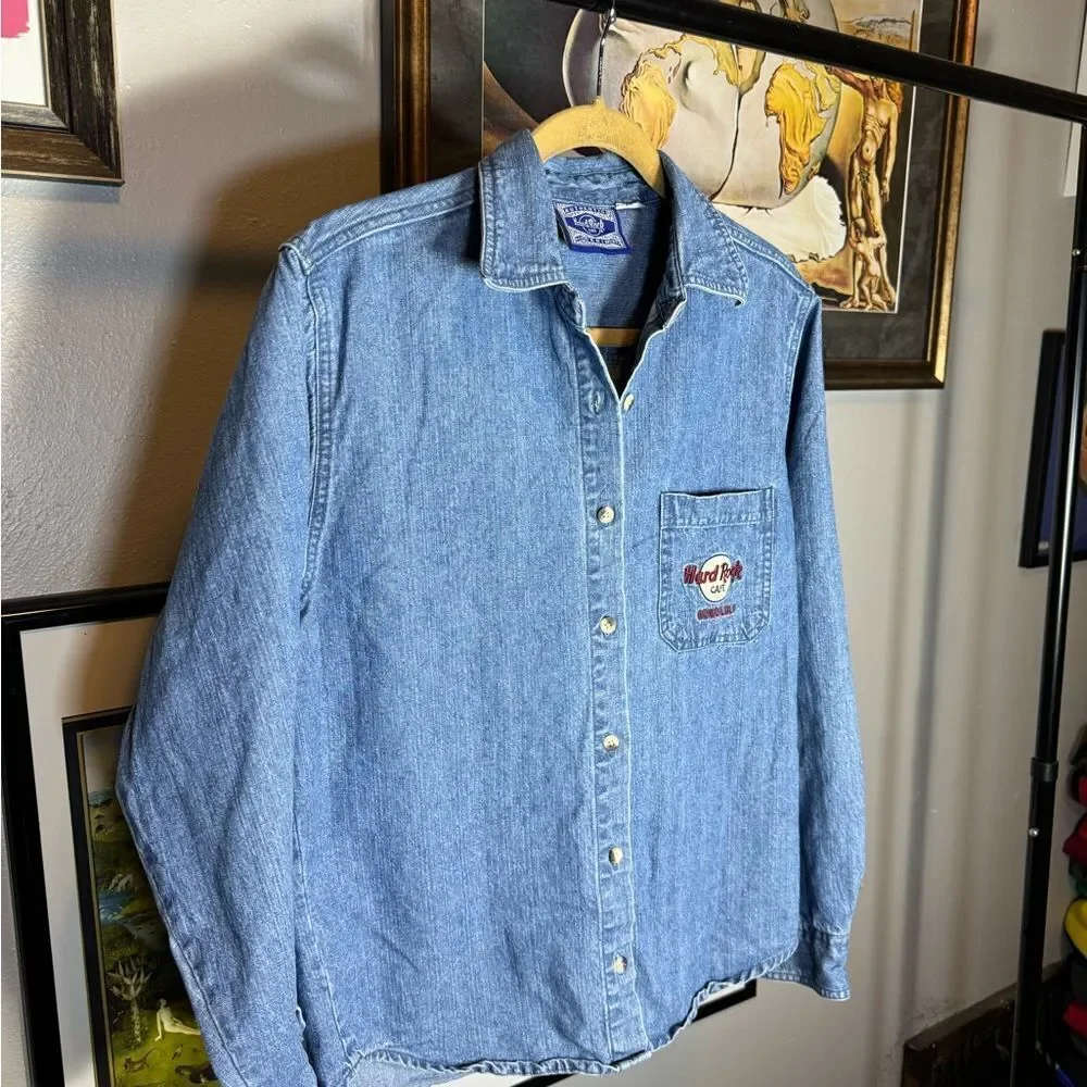 Vintage Hard Rock Cafe Denim Button Up Shirt